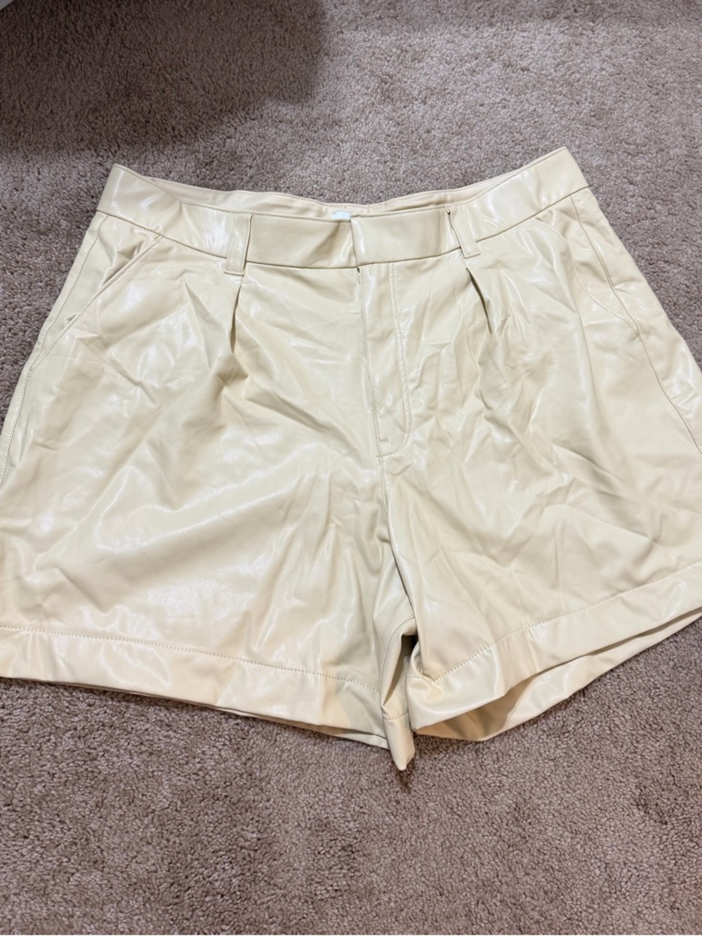 Abercrombie & Fitch Cream Faux Leather Bermuda Shorts